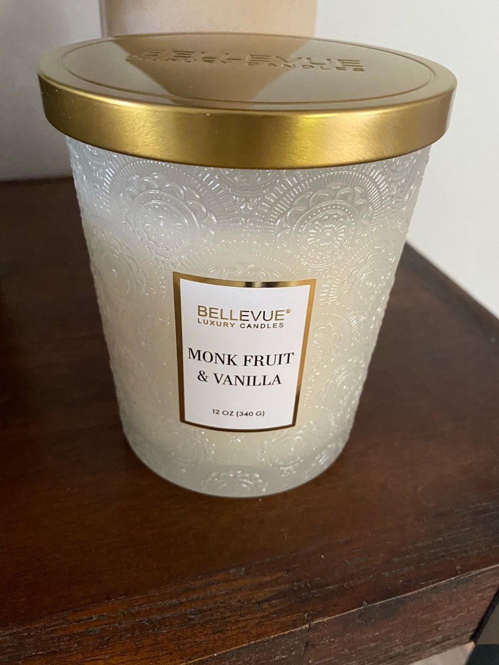 NEW Bellevue Luxury Candles Monk Fruit & Vanilla Double Wick 12 oz candle. Soy